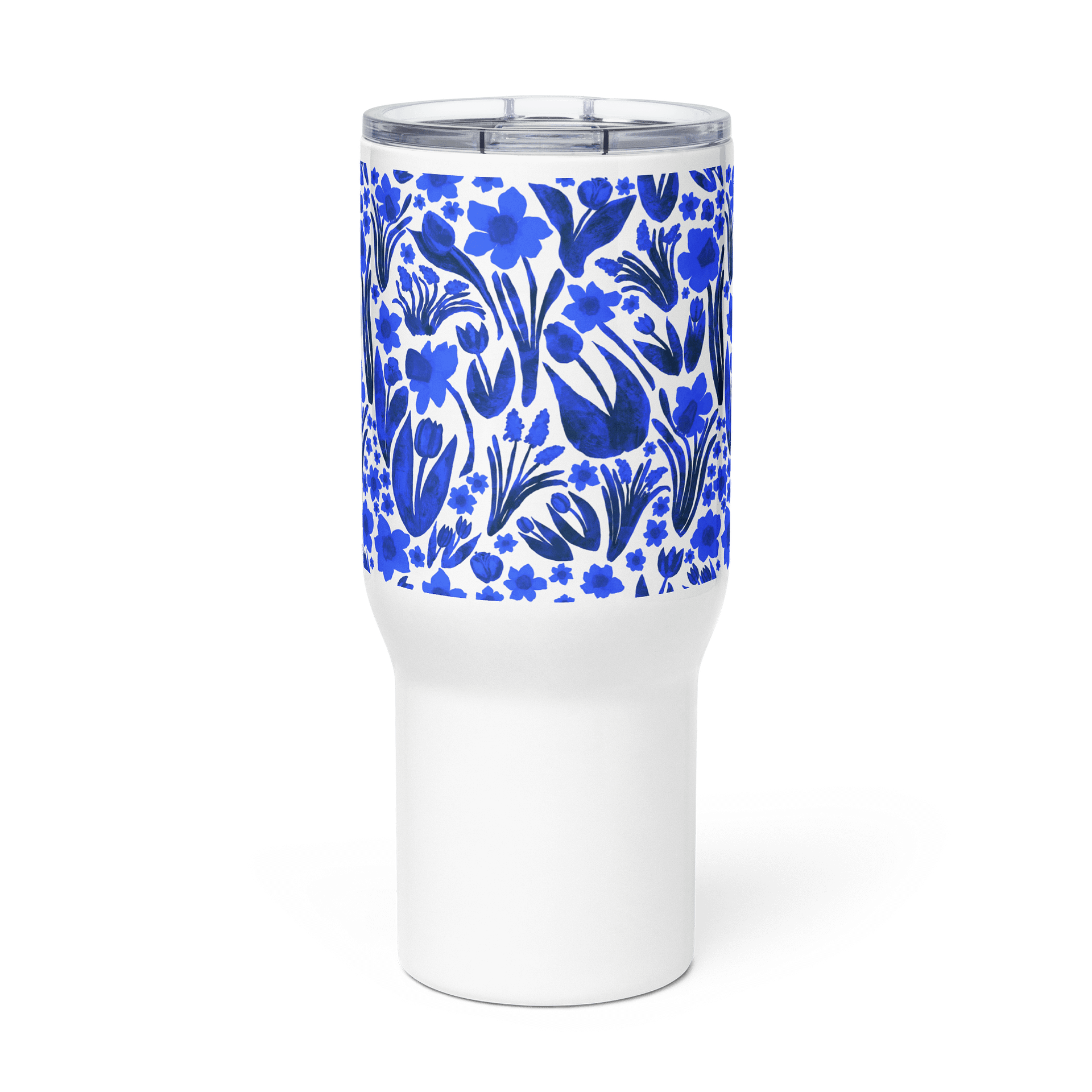 Spring Garden Royal Blue on White | 25oz/40oz Travel Mug | 🌊☕ | Allcolor 267 Stainless Steel Mug with Handle | Insulated, Spill-Proof | by MONIQUE FAELLA DESIGNS™ product image (2)
