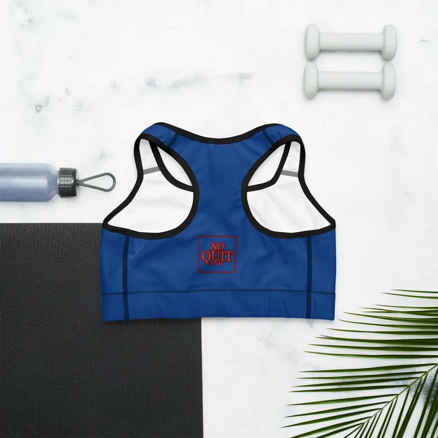 No Quit Club- Blue Moisture Wicking Sports Bra product image (8)