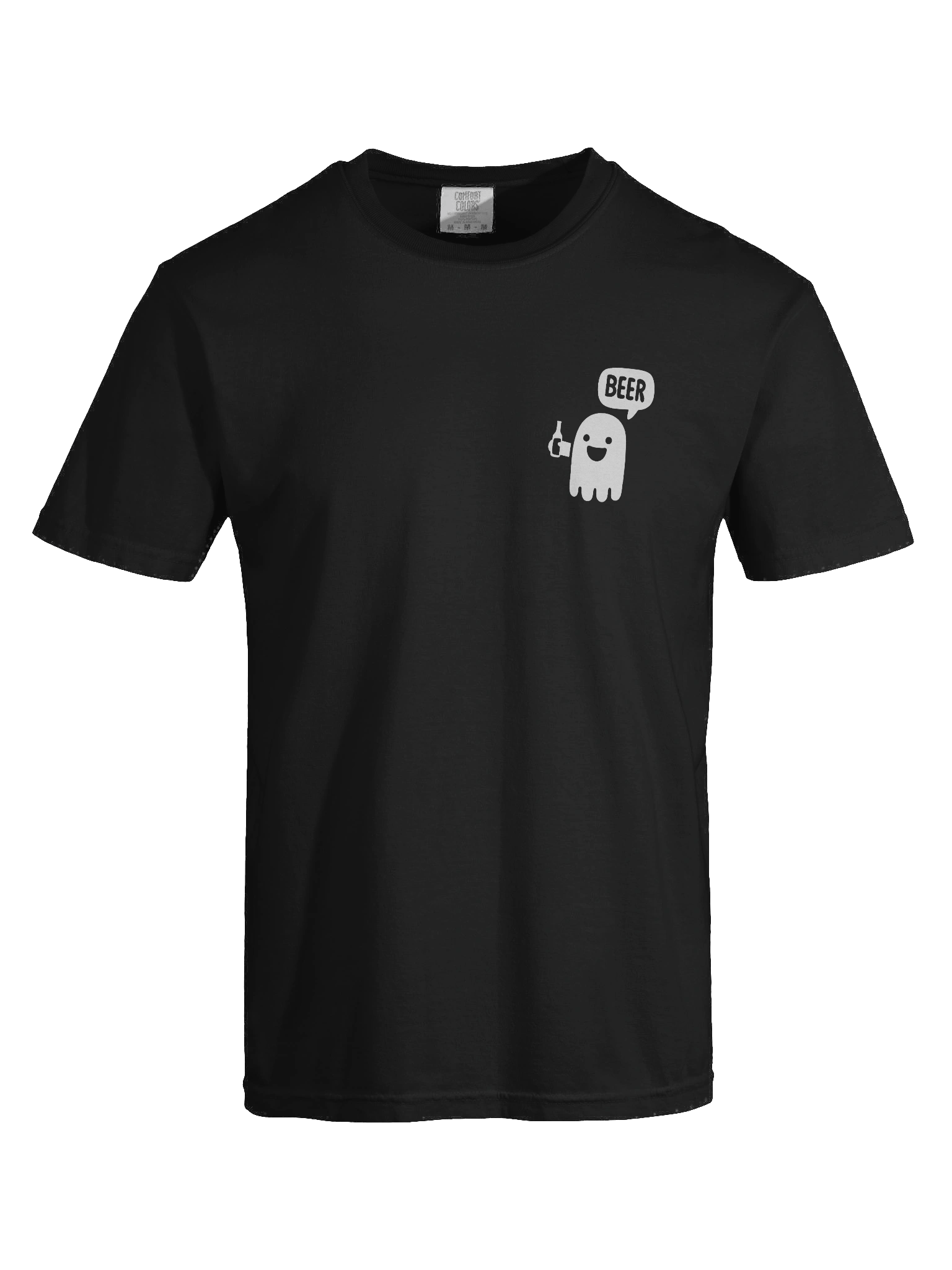 Minimalist Ghost Beer Pocket Print T-Shirt – Funny Boo Ghost Drinking Beer Logo Tee product image (4)