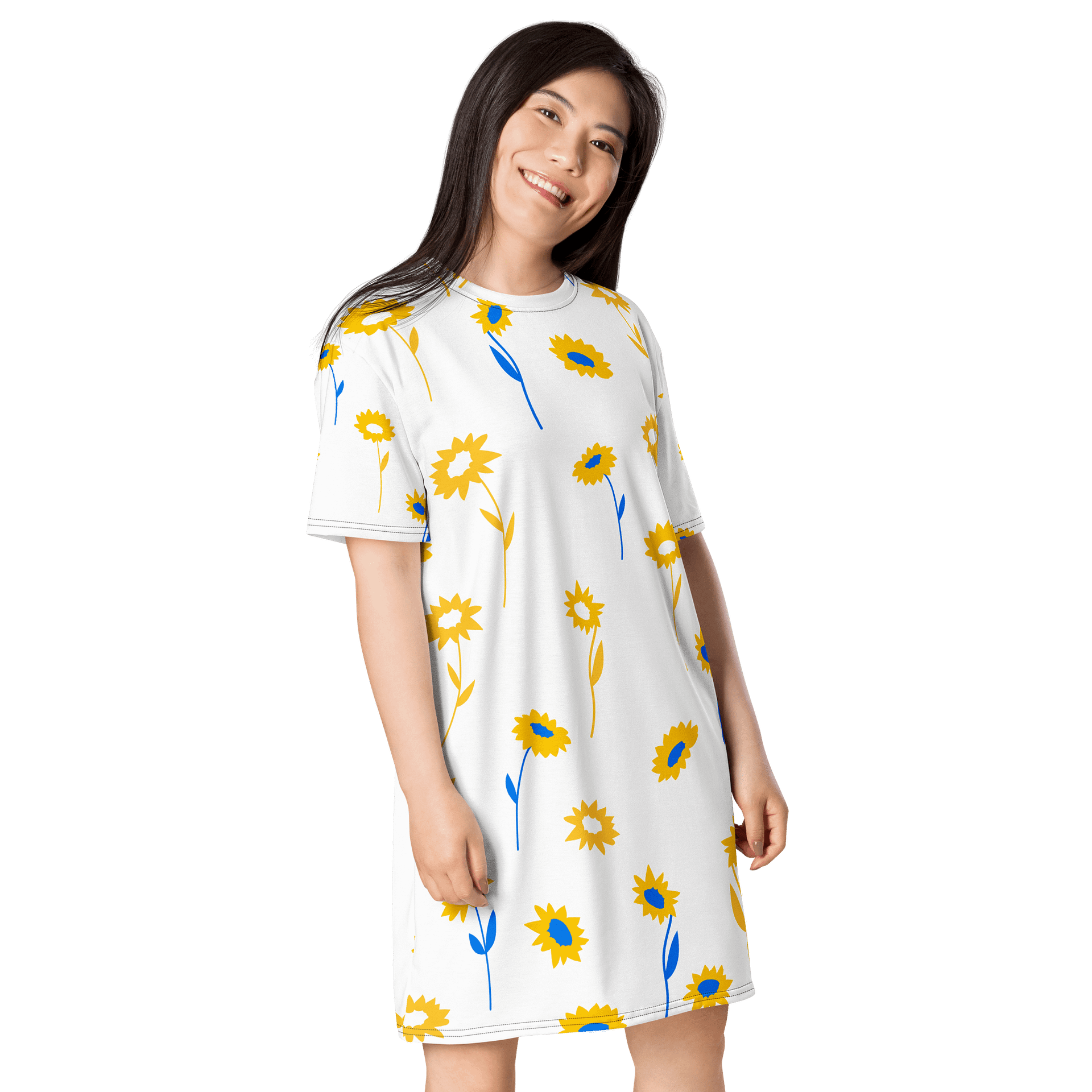 TDS Women's Oversized Sunflower Print T-Shirt Dress product image (4)