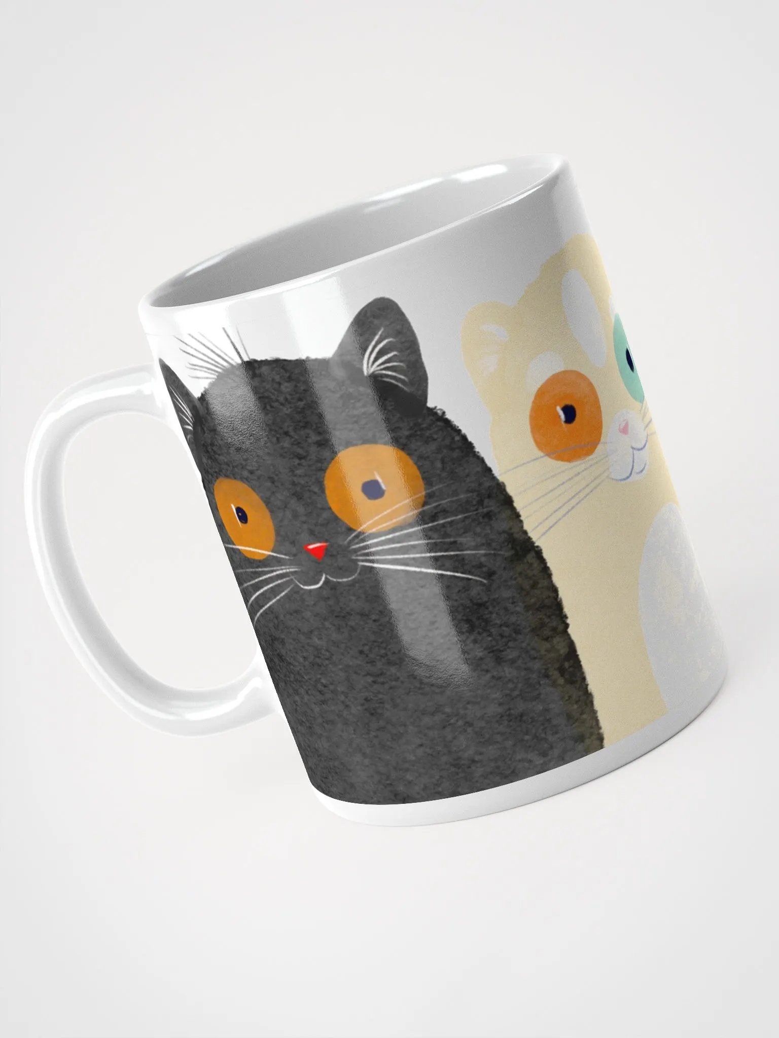 Funny Cartoon Cats White Glossy Mug product image (3)