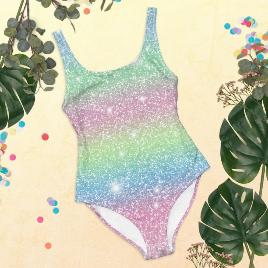 Glitter Unicorn Texture Design One Piece Swimsuit (9) product image (9)