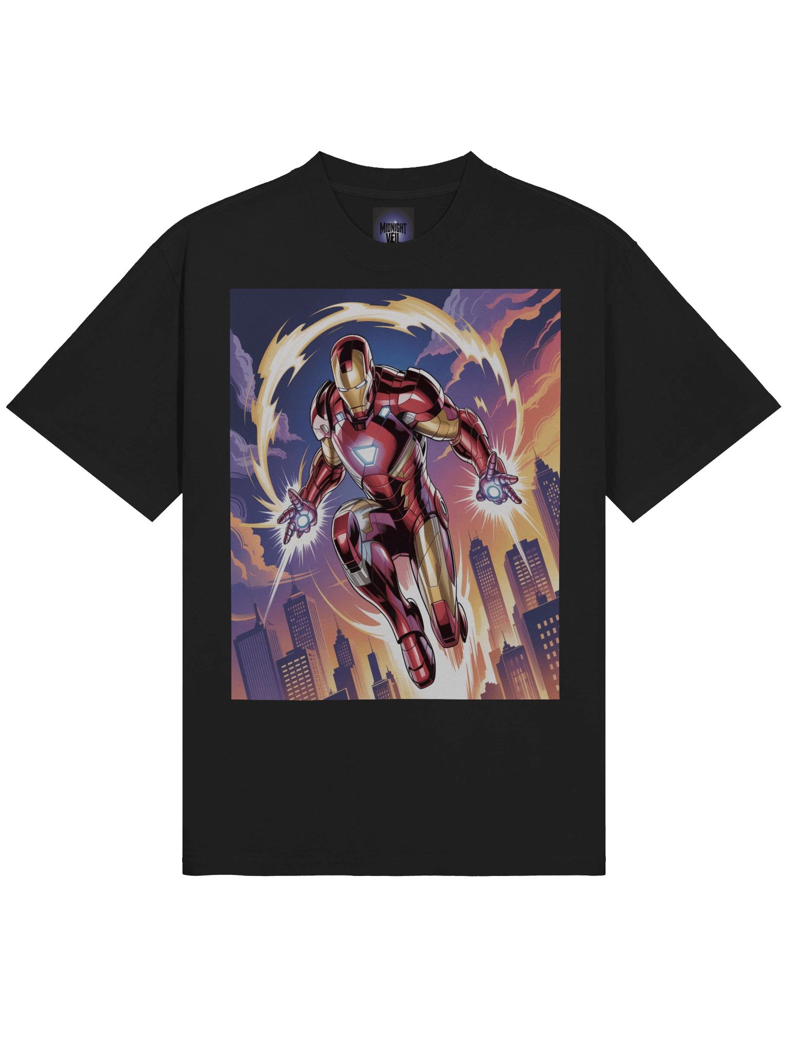 Radiant Vortex: Iron Man Oversized Faded T-Shirt product image (5)