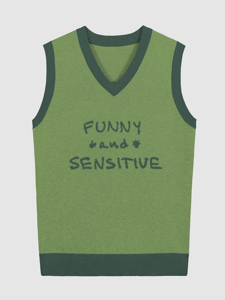 FUNNY *and* SENSITIVE (lg. design, duotone green) knitwear vest product image (1)