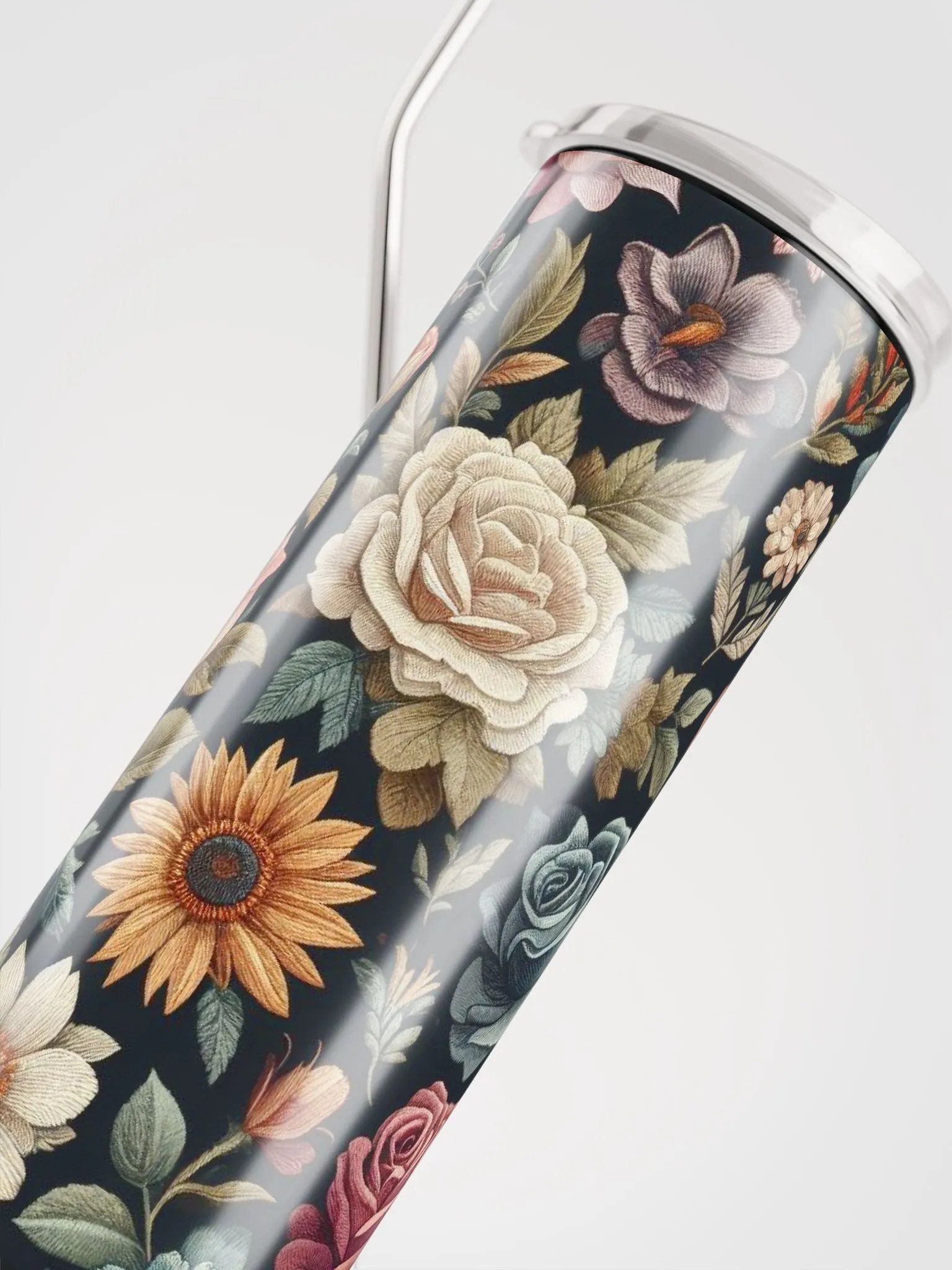 Floral Embroidered Stainless Steel Tumbler - Sustainable Elegance product image (5)
