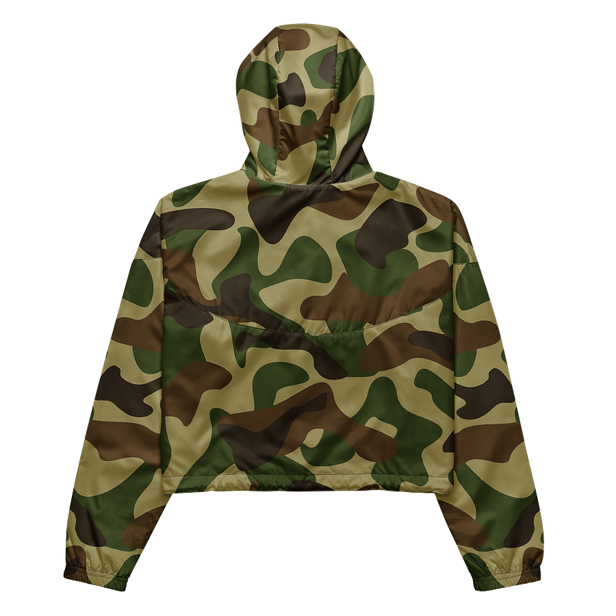Woodland Green Army Camouflage Military Camo Pattern Women's Cropped Windbreaker product image (5)