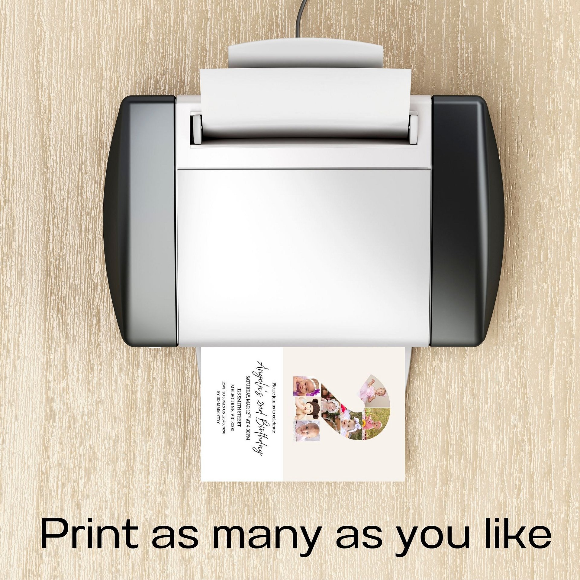 2nd Birthday Photo Collage Editable Invitation Template product image (9)