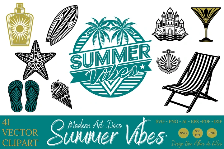 SUMMER VIBES - Modern Art Déco - 41 VECTORS product image (1)