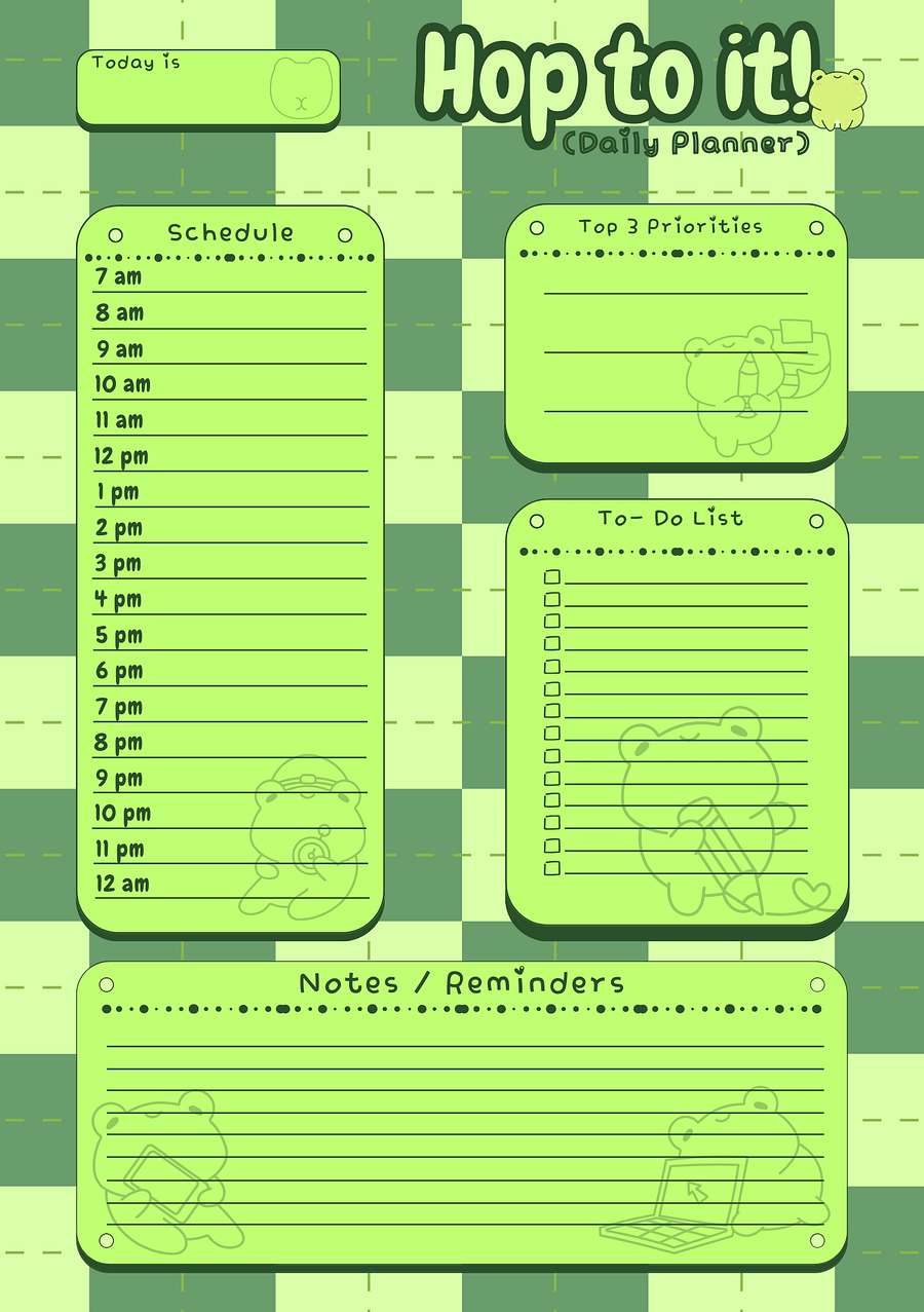 April's Planner Design - Frog Daily, Weekly, and Monthly Planner Sheets (A5 Size) product image (1)