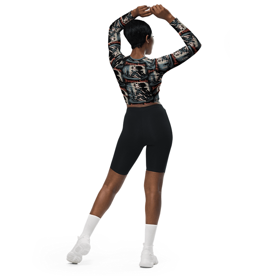 Midnight Veil Designs Gothic All-Over Print Long Sleeve Crop Top - Forgotten Souls Black product image (5)