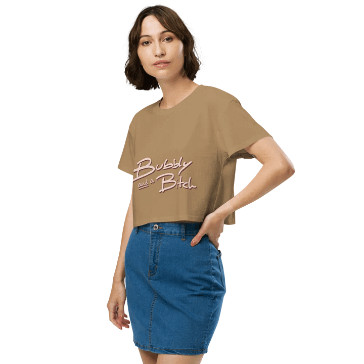 Bubbly and a B*tch (blush shadow design) printed cotton crop top product image (2)