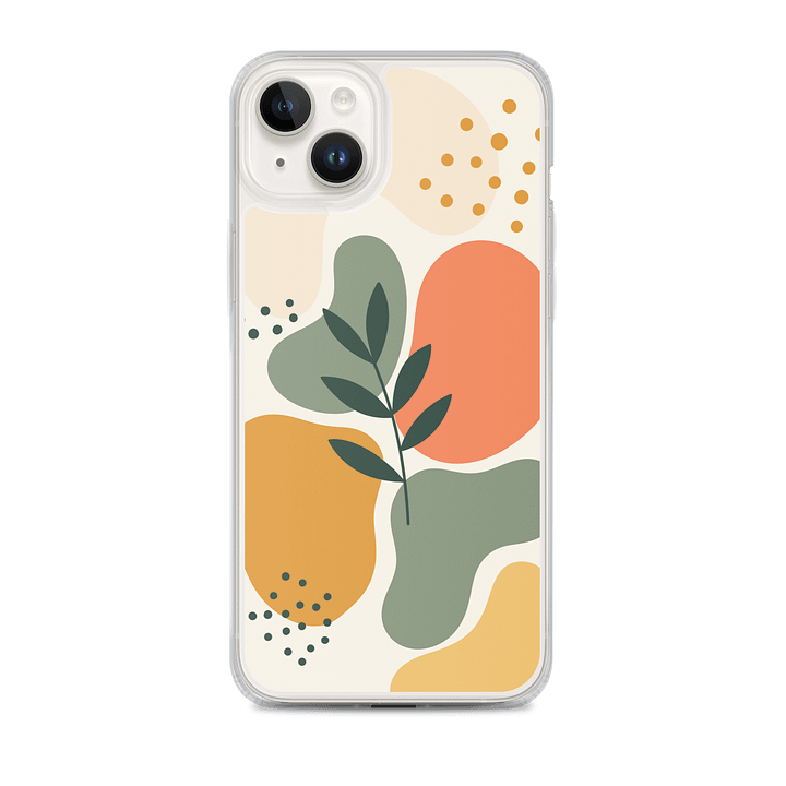 Smooth Contemporary Abstract Art Shapes in Coral, Mustard & Sage iPhone Clear Case product image (1)