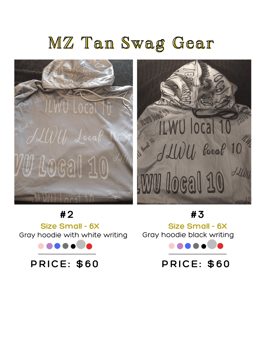 Gray and white All over ILWU local 10 hoodie product image (1)