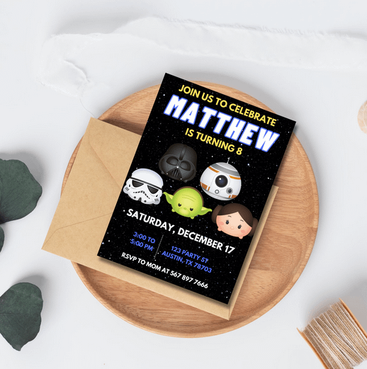 Digital Editable Text Star Wars Birthday Invitation - Canva Template - Galactic Adventure - Instant Download - Space Theme Party product image (2)