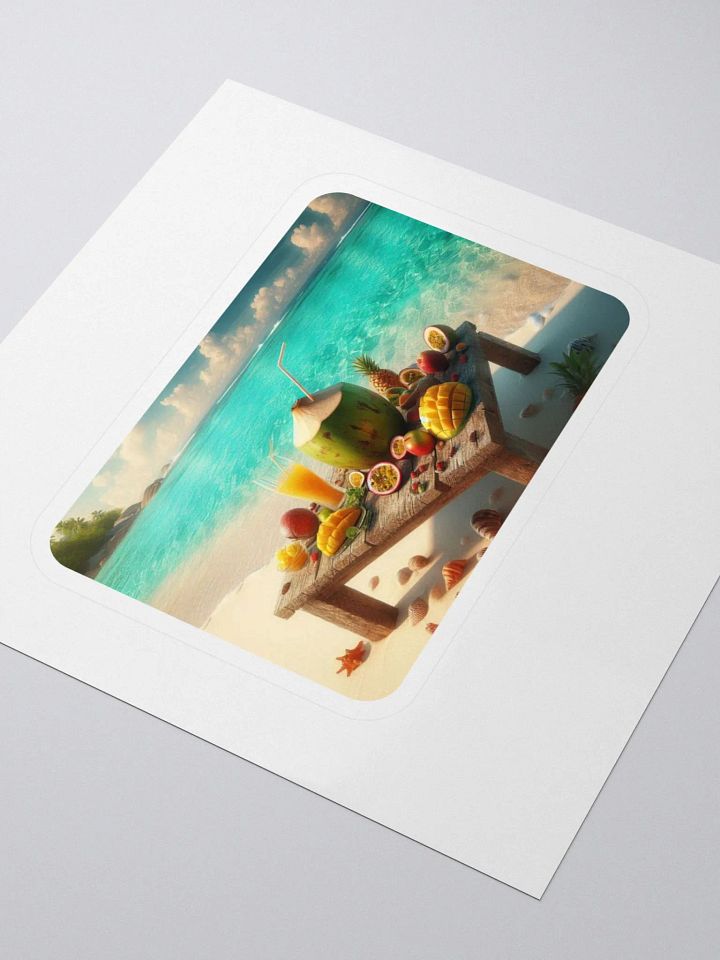 Tropical Fruit Paradise Sticker Set | AI Design young green coconut on the beach product image (1)