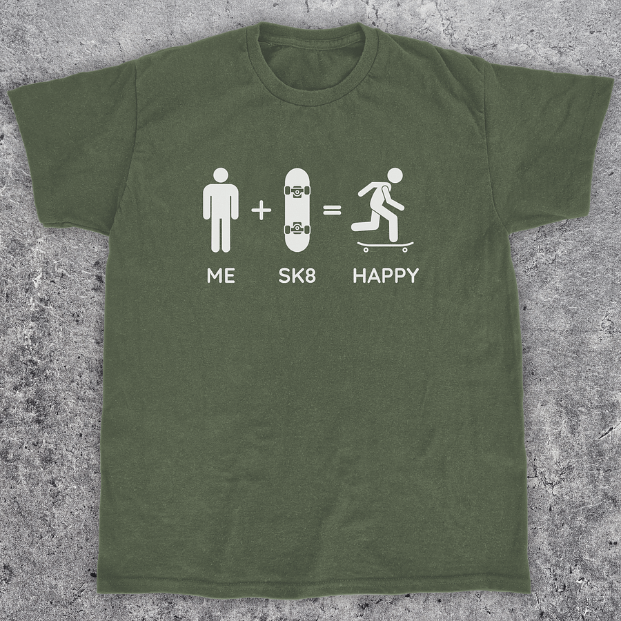 Me + sk8 = happy, Funny skateboarding t-shirt, Unisex product image (1)
