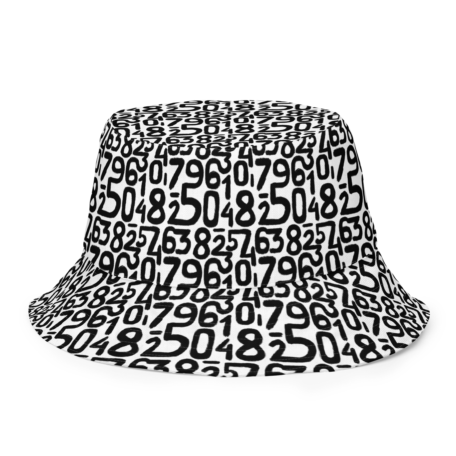 Reversible Numbers Bucket Hat – Fun Black & White Print | 2-in-1 Streetwear Style product image (1)