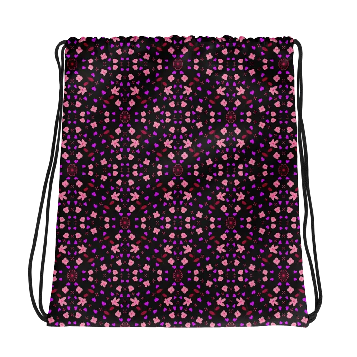 Hearts and Flowers Dark Drawstring bag product image (1)