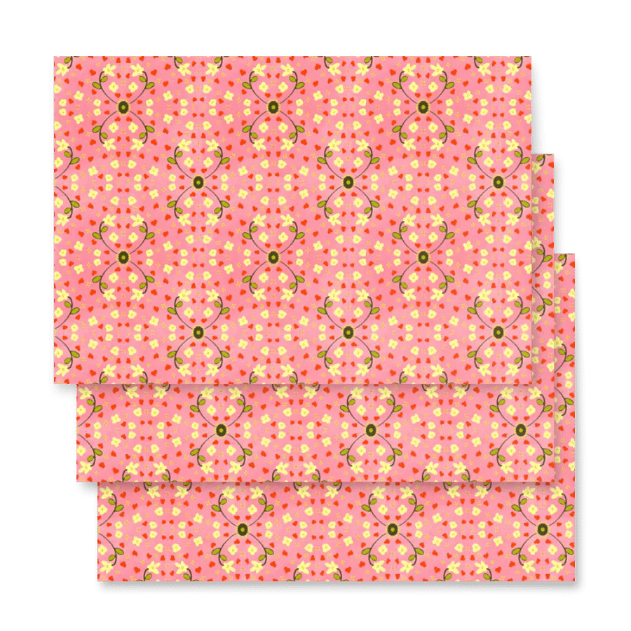 Hearts and Flowers Pink Wrapping Paper product image (4)