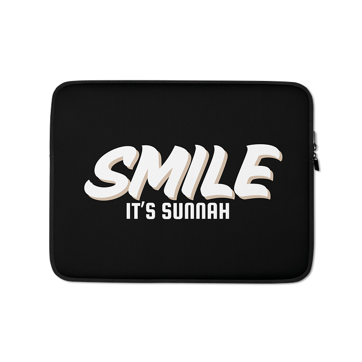 Black "Smile It's Sunnah" Laptop Sleeve in White product image (1)