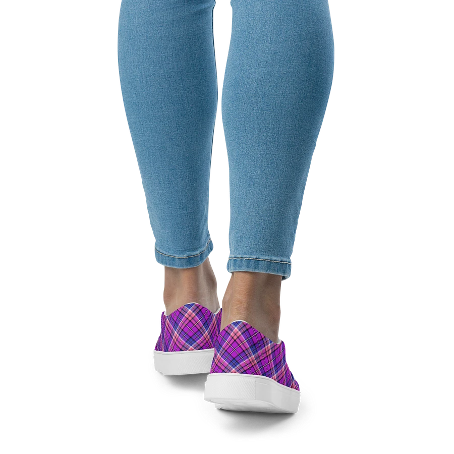 Bright Purple, Pink, and Blue Plaid Women's Slip-On Shoes product image (9)