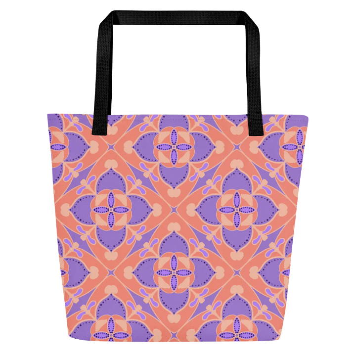 Peach and Lilac Symmetry Pattern All Over Print Tote product image (2)