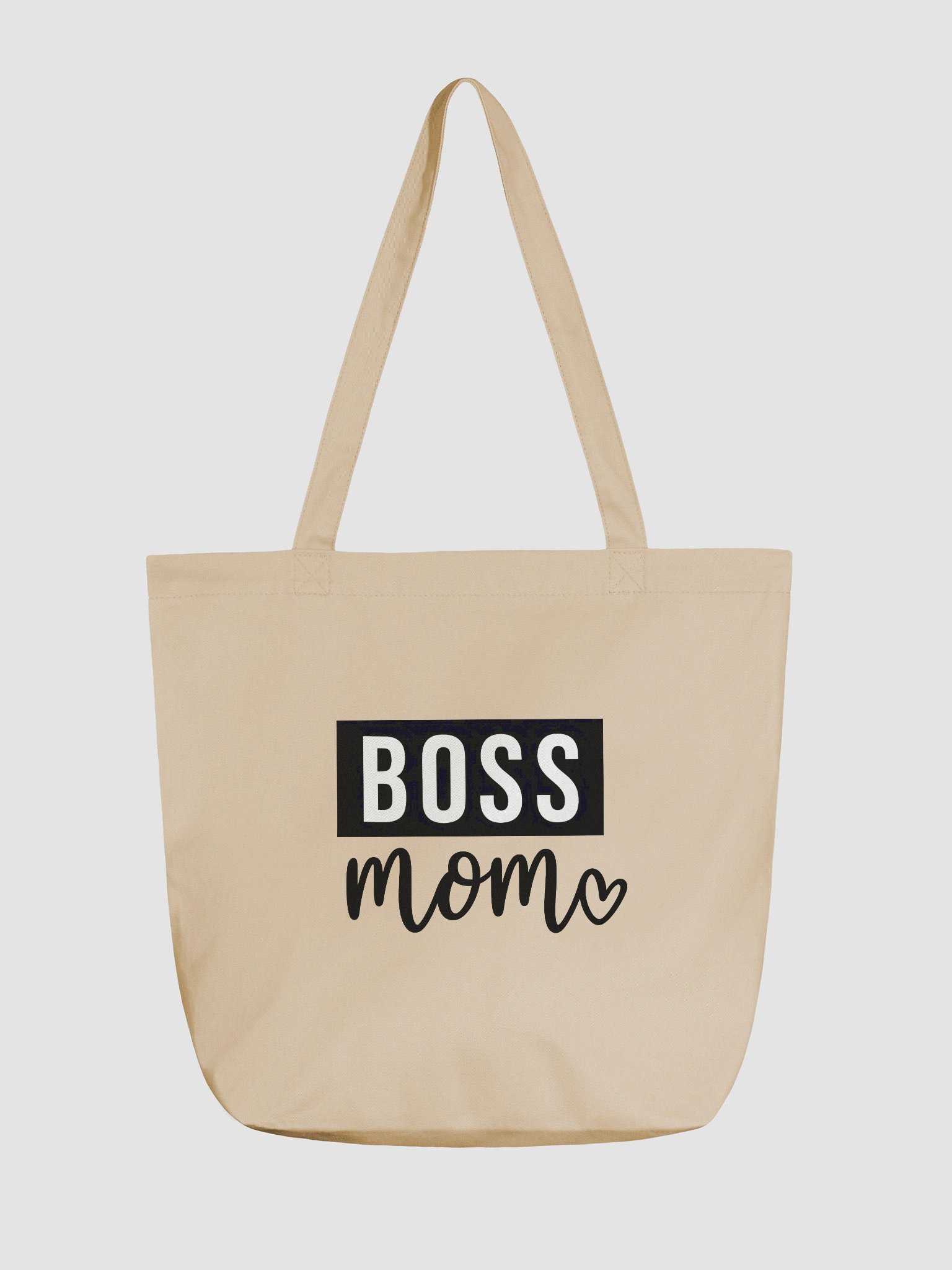 Boss Mom Tote Bag – Empowering Monochrome Design with Heart Detail product image (1)