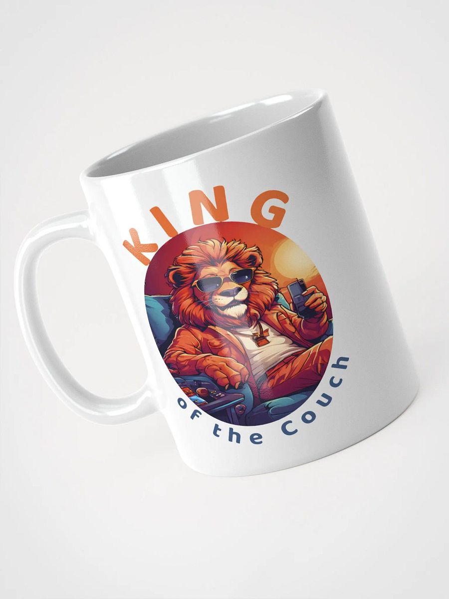 King of the Couch - Funny Stylish Lion White Glossy Mug - Perfect Gift for Relaxation Lovers product image (3)