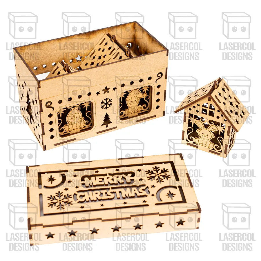 Christmas Ornaments Houses Box Set 1 - Laser Cut Files product image (9)