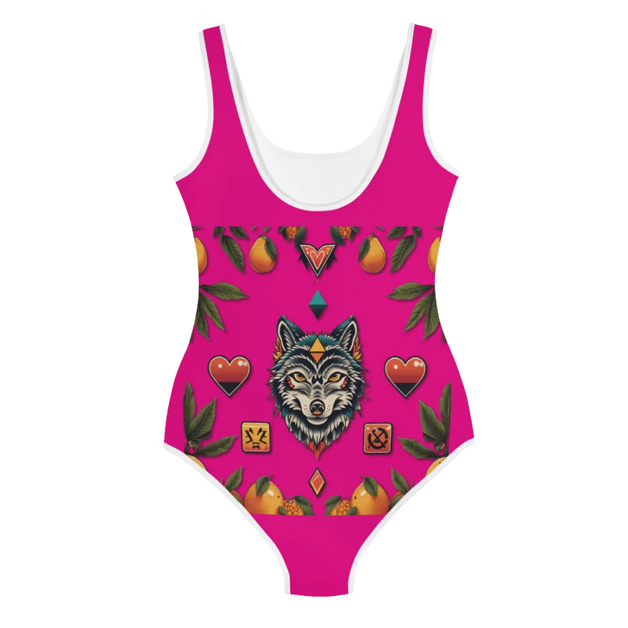 Symmetrical Wolf All-Over Youth Swimsuit product image (2)