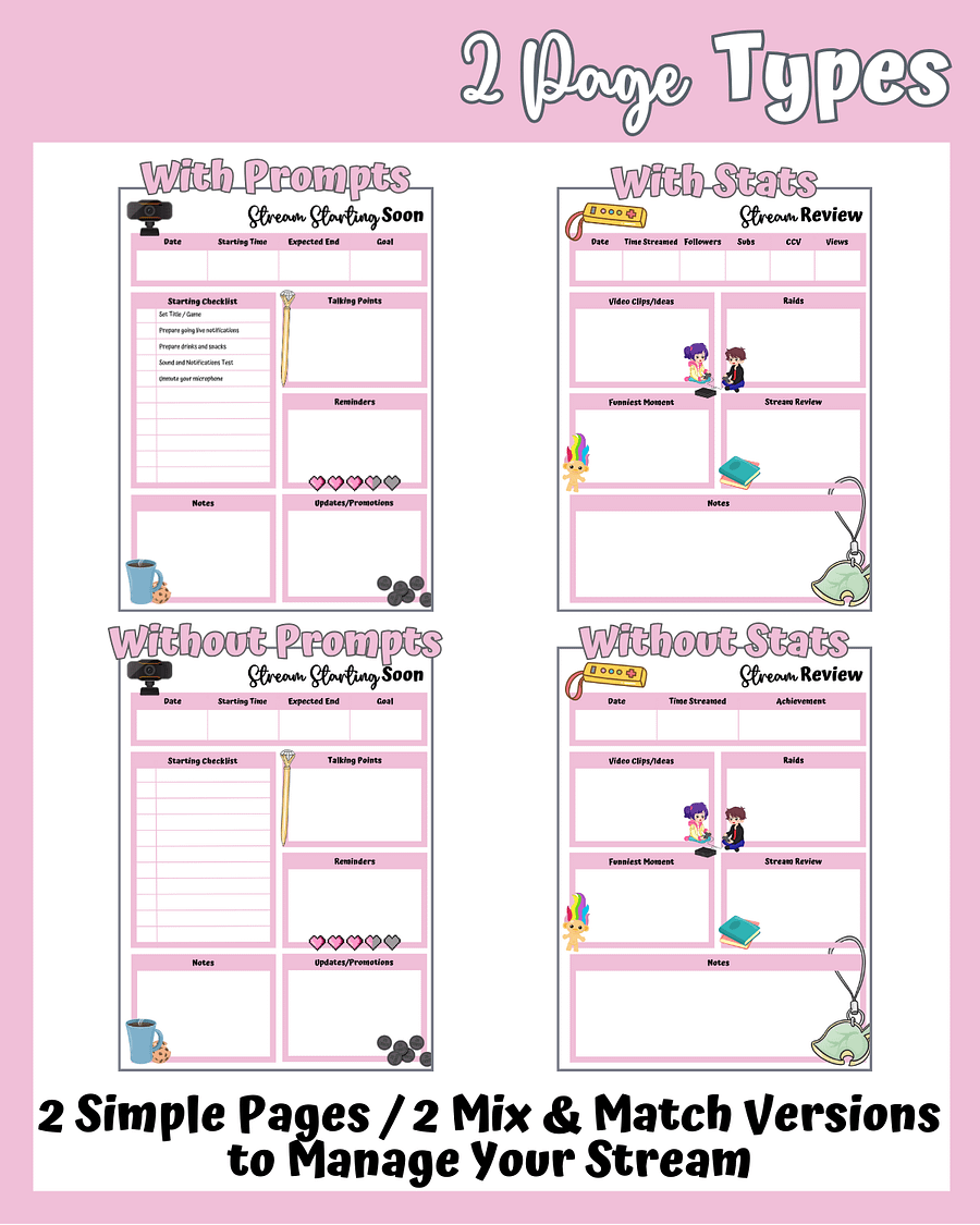 My Daily Stream Planner - Pink Edition | Cute & Functional Digital Download for Streamers product image (3)