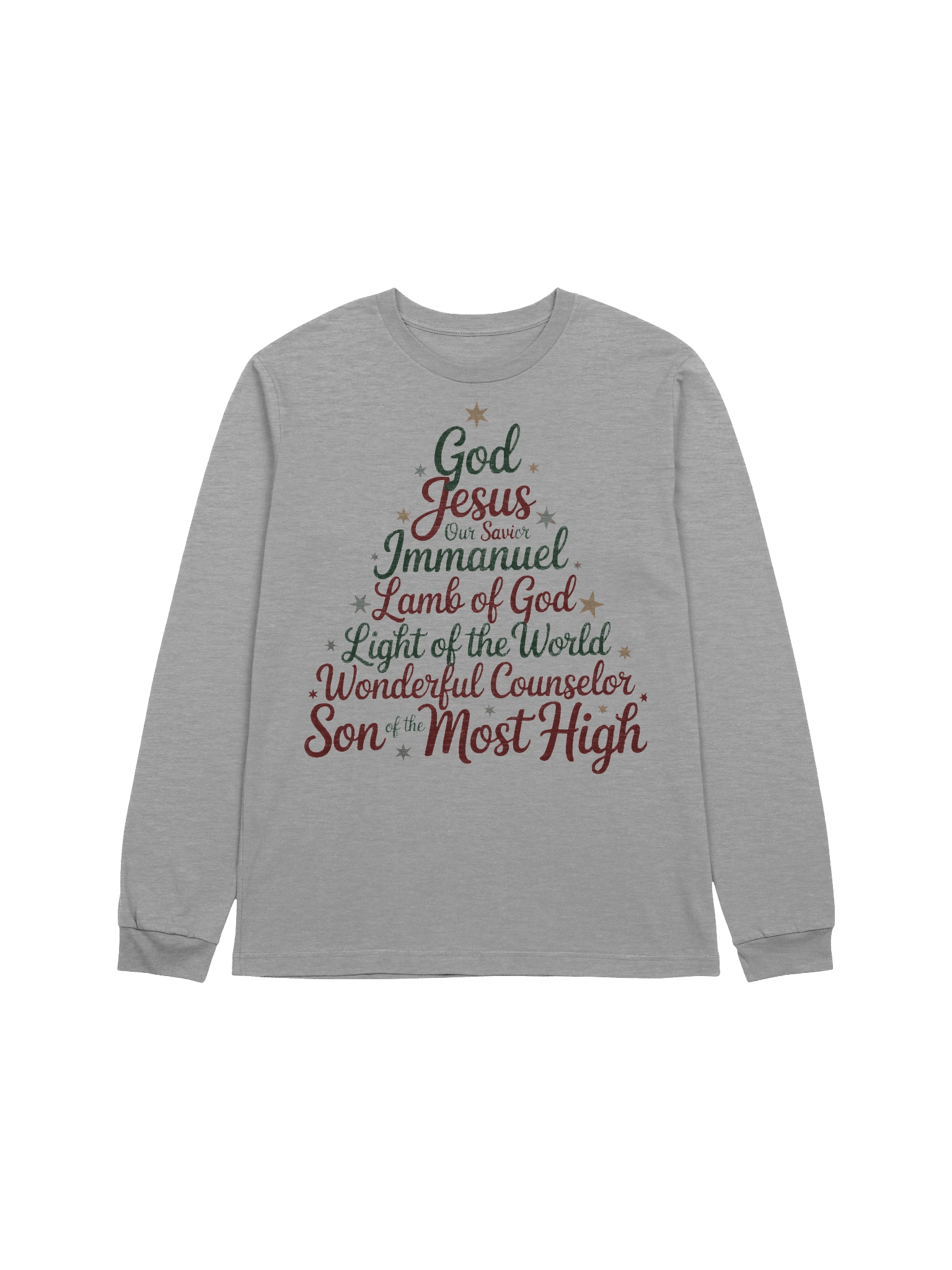 Christian Christmas Long Sleeve Shirt Names Of Jesus Christmas Tree product image (3)