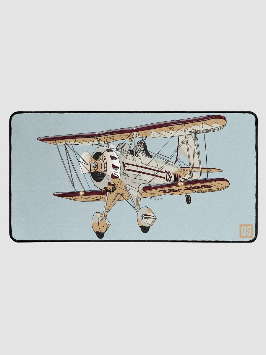 Waco Classic YMF-5 ZS-JMG Digital Illustration Desk Mat Ideal Aviation Gift with Blue Background product image (1)