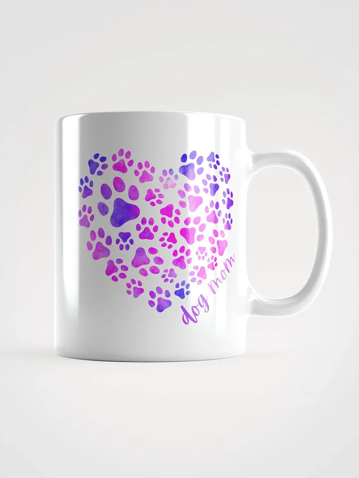 Dog Mom Cute Colorful Dog Paws Heart Coffee Mug (11oz, 15oz) product image (1)