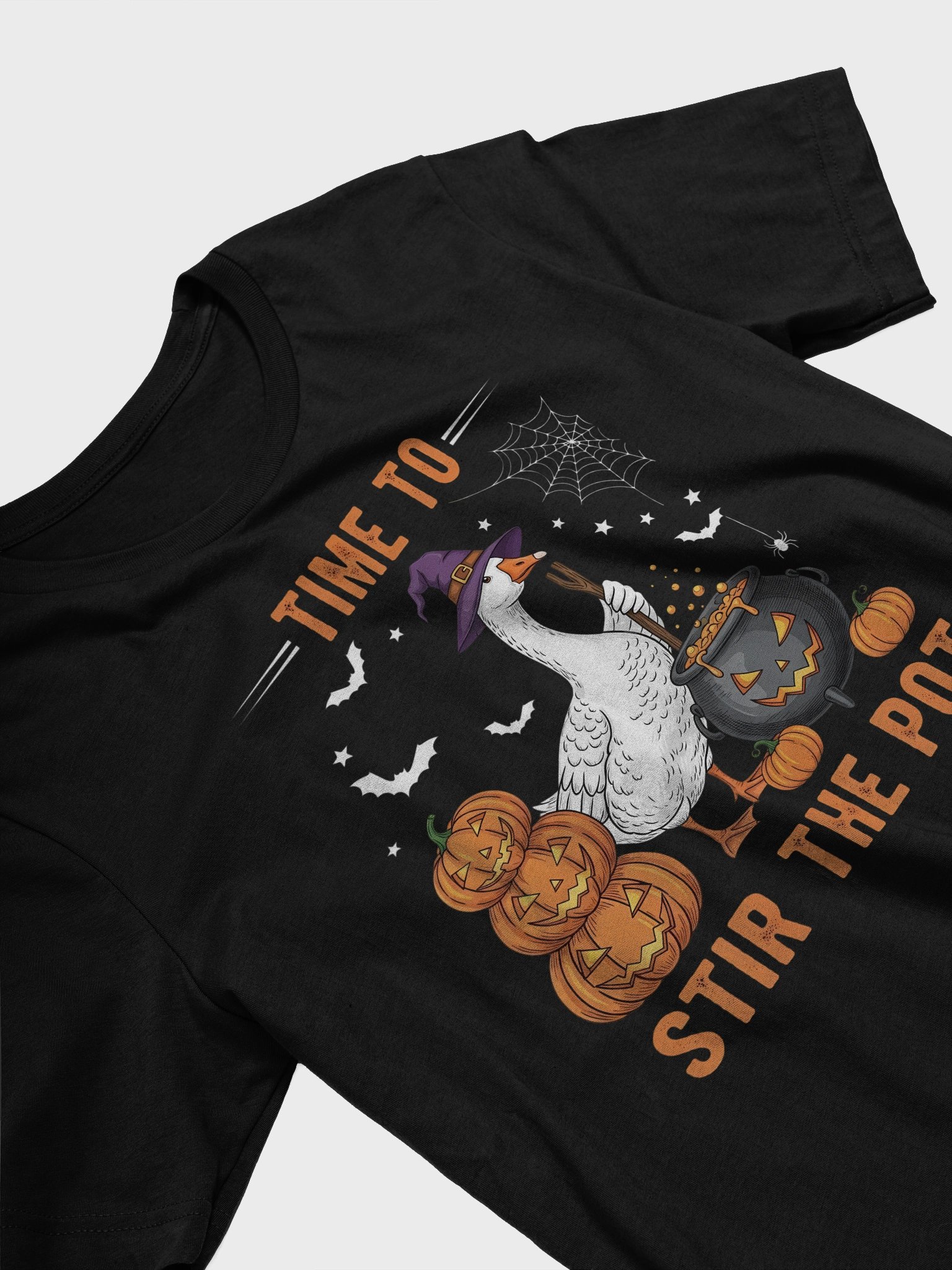 Funny Halloween Goose Witch Stirring Pot T-Shirt product image (8)