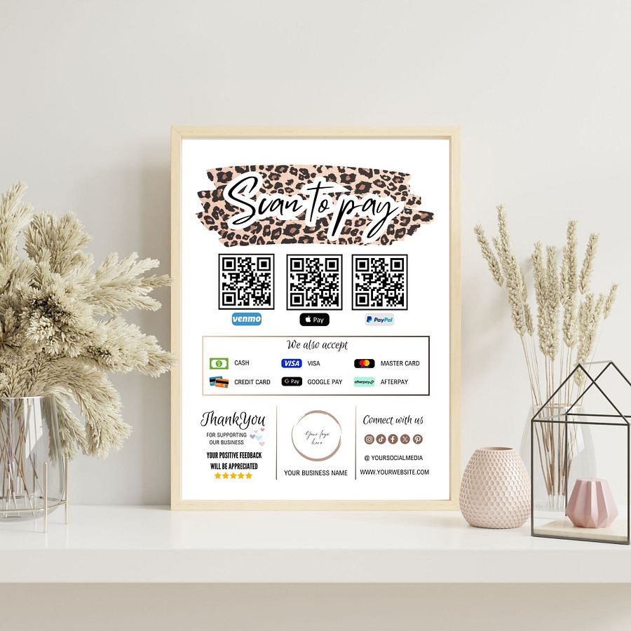 Leopard - Scan To Pay QR Code Sign Template product image (6)