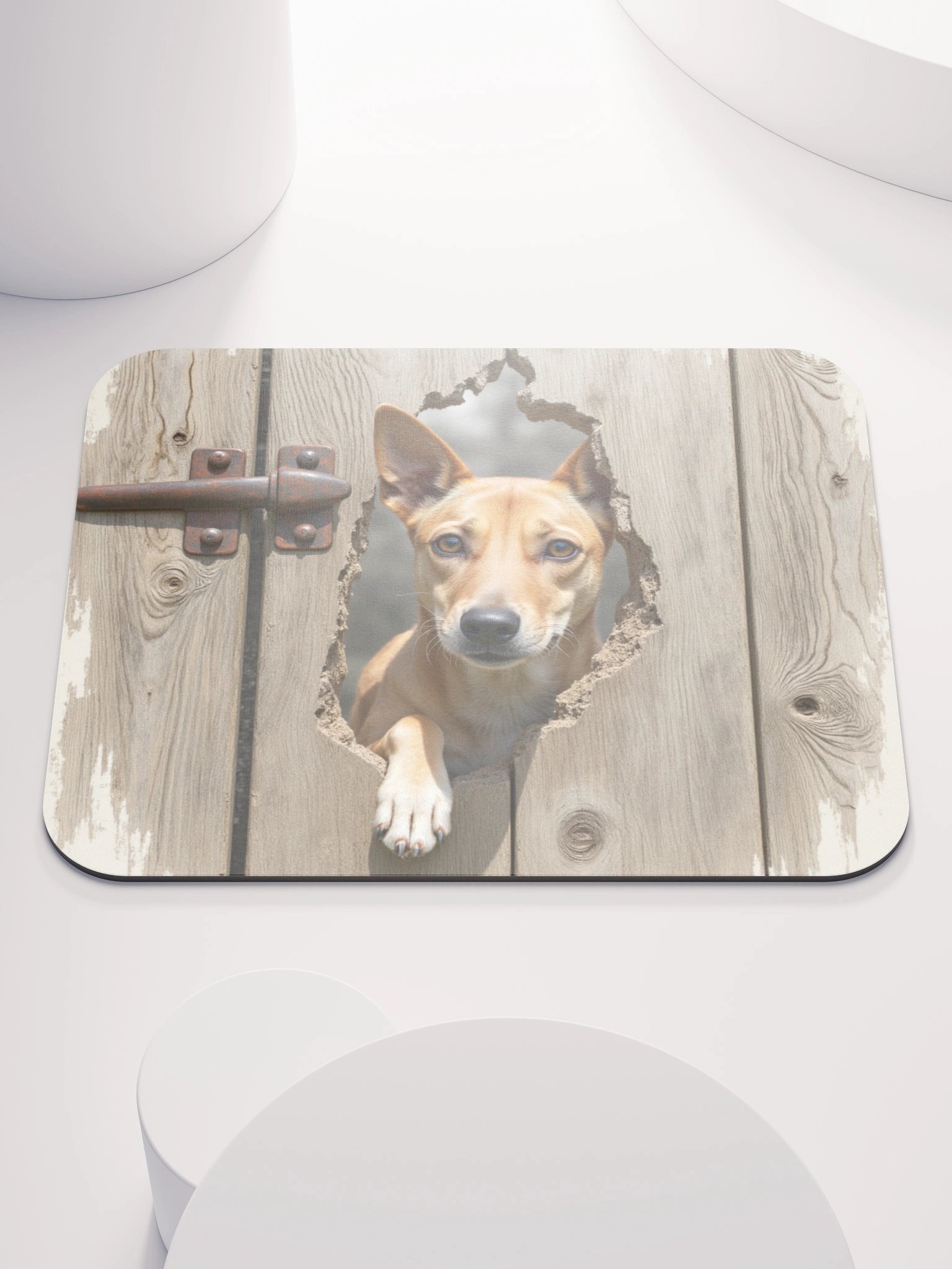 Rustic Wood Fence Peeker Mouse Pad product image (1)