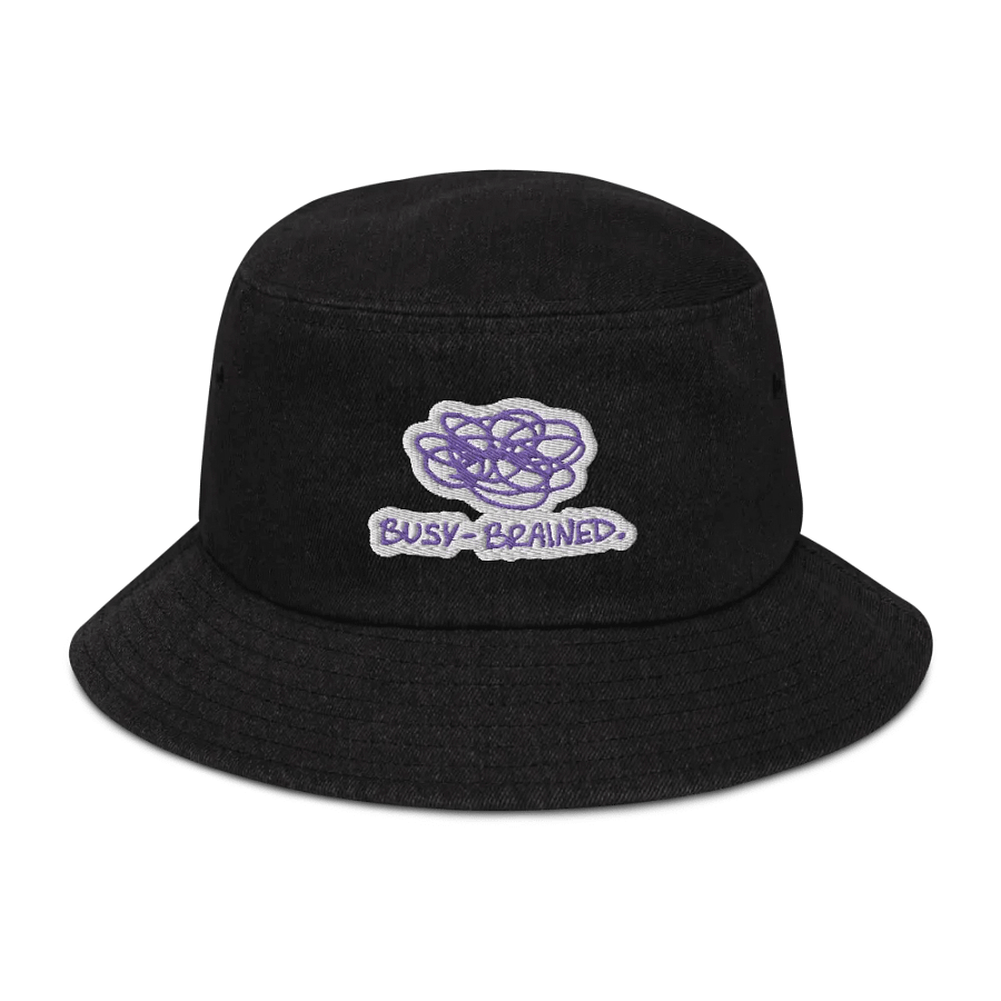 BUSY-BRAINED (purple bubble design) denim bucket hat product image (1)