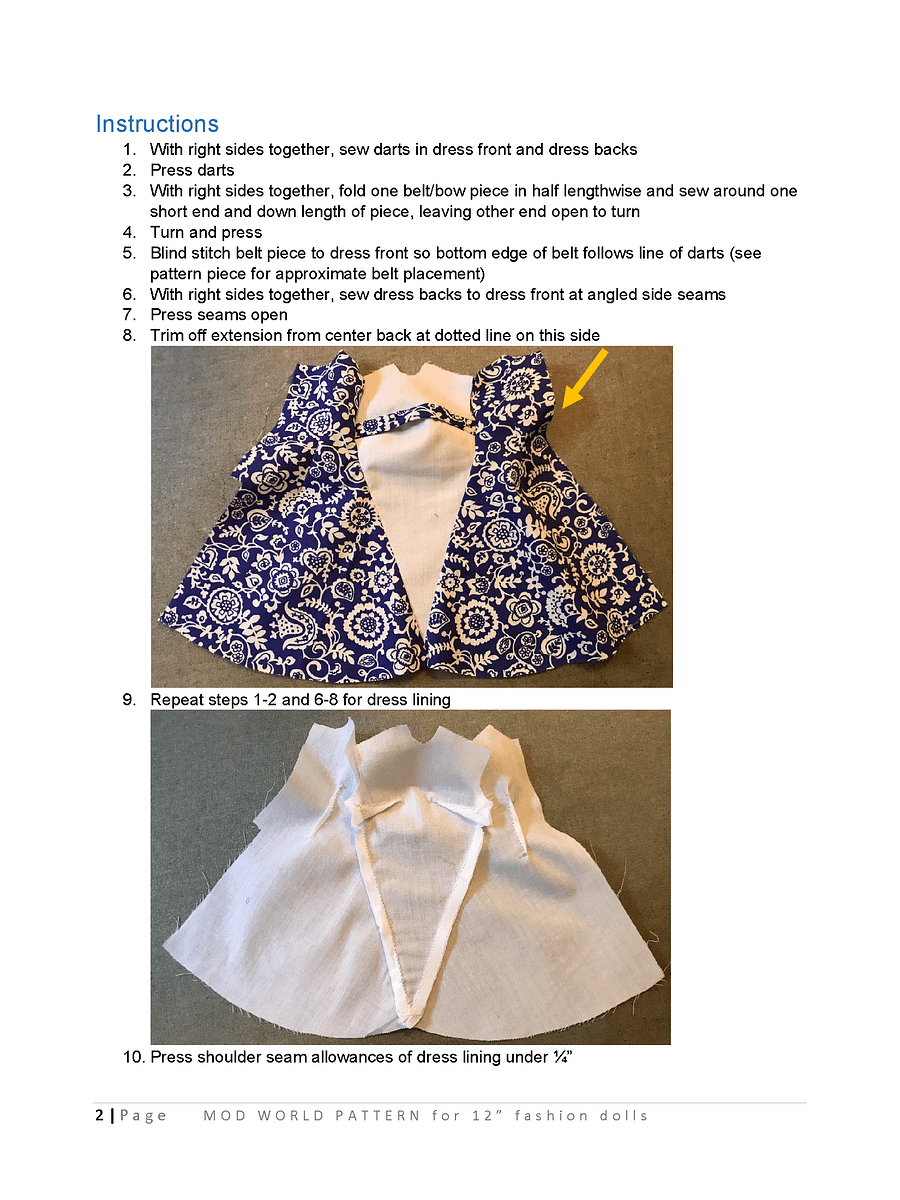 Mod World sewing pattern for 12" fashion dolls product image (3)