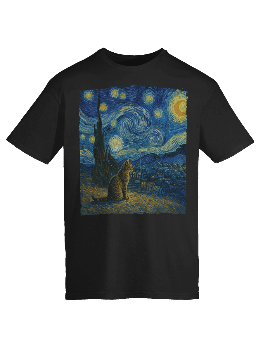 Starry Night Van Gogh Style Tabby Cat T-Shirt product image (57)