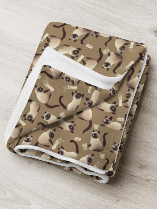 Bad Siamese Cats Knocking Stuff Over Throw Blanket, Brown product image (3)
