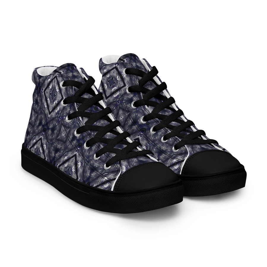 Abstract Dark Monochrome Diamond Men's Black Toe Canvas Shoe High Tops product image (25)