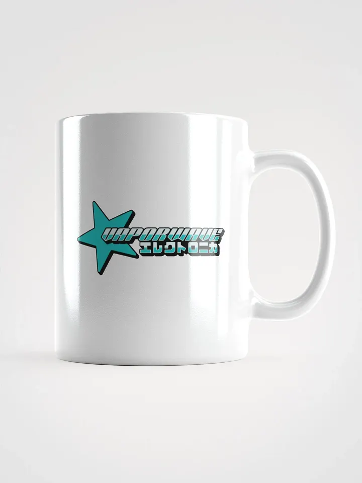 Retro Vaporwave Coffee Mug – Chrome Typography & Kanji product image (1)