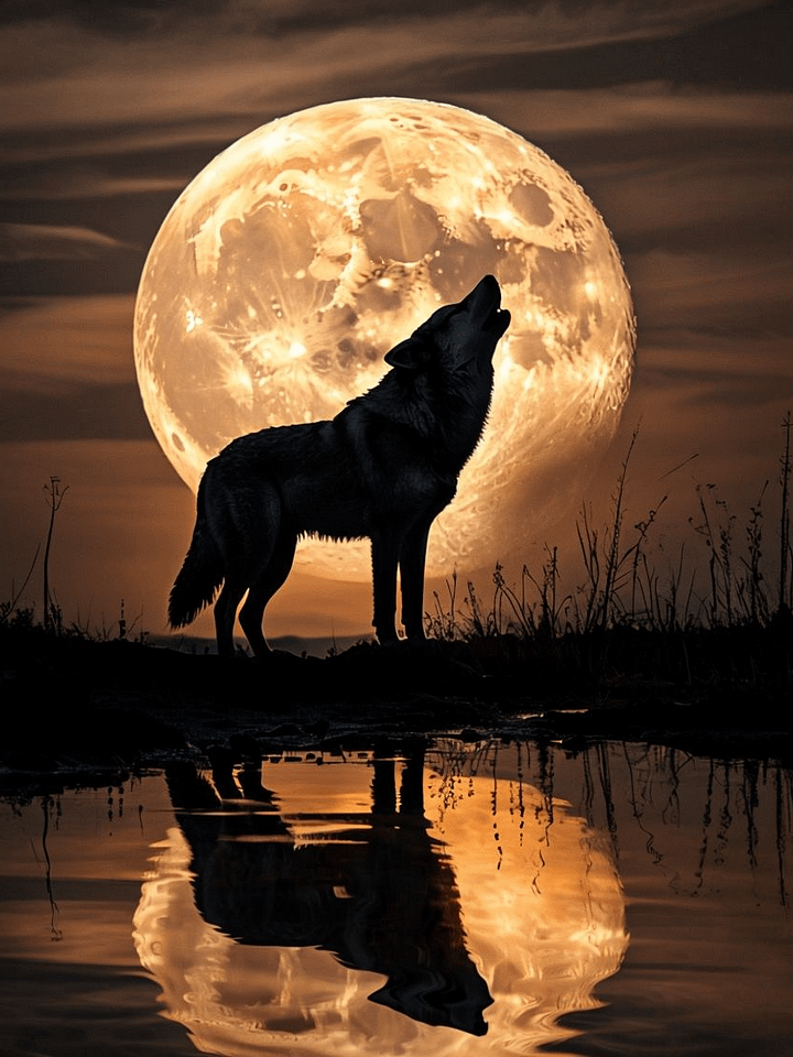 Howling Wolf Reflection Framed Poster product image (1)
