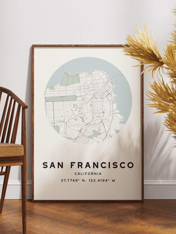 San Francisco Street Map Poster – Beige Minimalist Circular City Art product image (1)