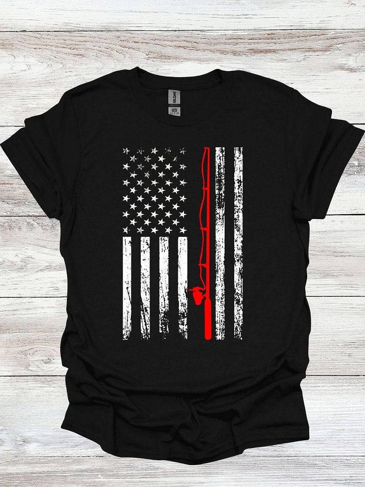 American Flag Fishing Pole T-Shirt product image (1)