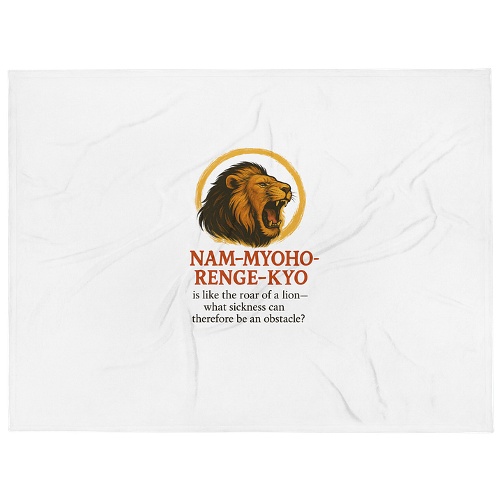 Nichiren Buddhism Lion's Roar Throw Blanket – “Nam-Myoho-Renge-Kyo” Quote – Spiritual Strength & Comfort product image (1)