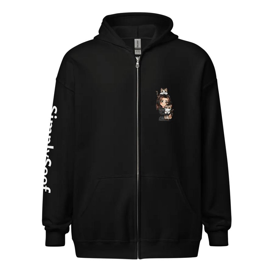 Zip-Up Hoodie with Soof and cats+channel name product image (1)