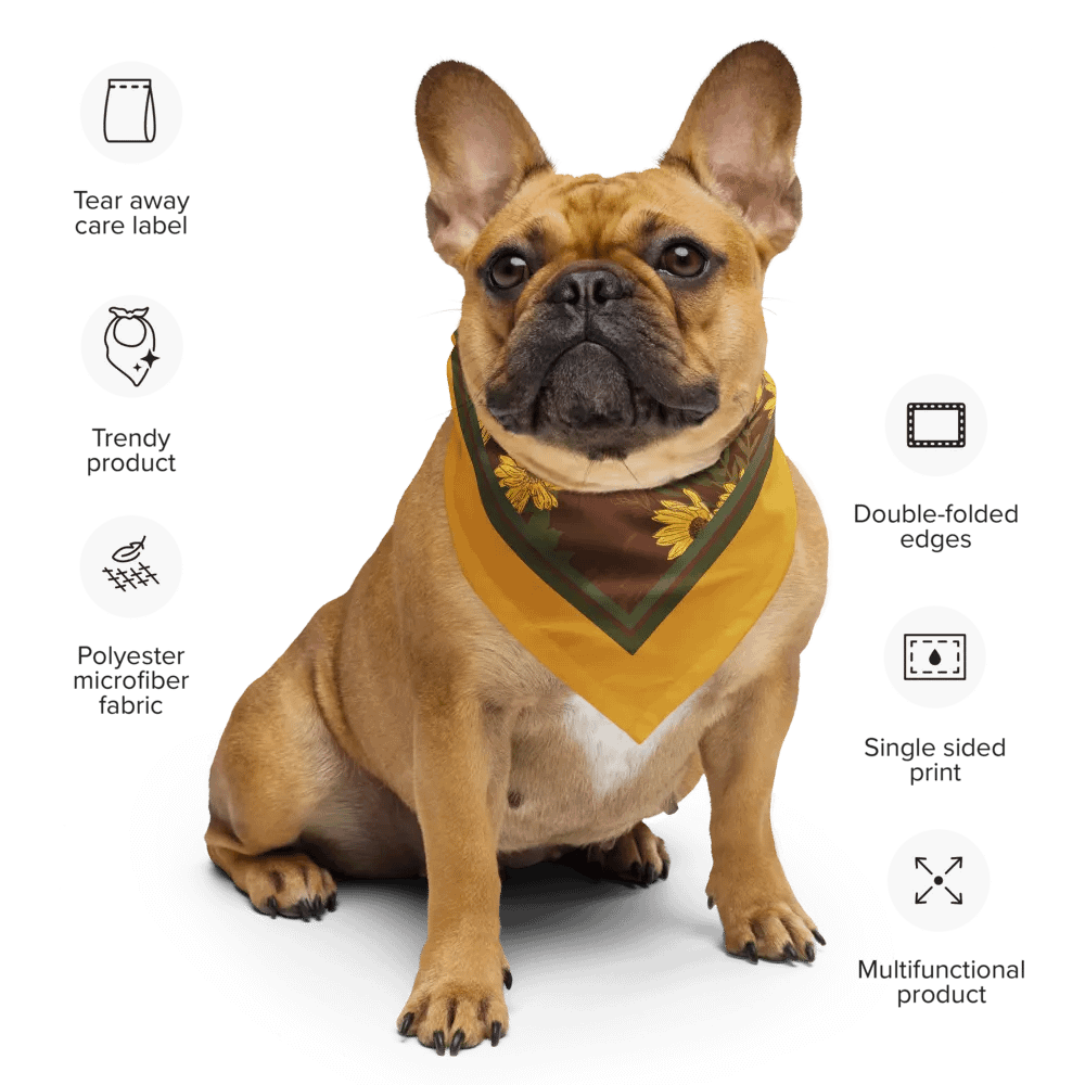 “Helianthus Sunflower Amongst the Greens” Bandana with Gold product image (6)