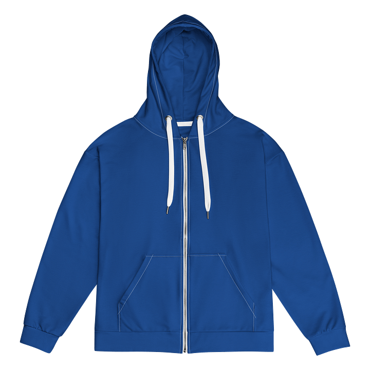 Seaside English Cottage Blue Solid Color Eco Friendly Unisex Zip Hoodie product image (1)
